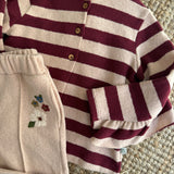 Completo rigoni rosa e bordeaux e pantalone ricamo 138409 138307 Time to Bloom