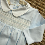 Tutina azzurro baby con ricamo smock TL52M Baby Gi