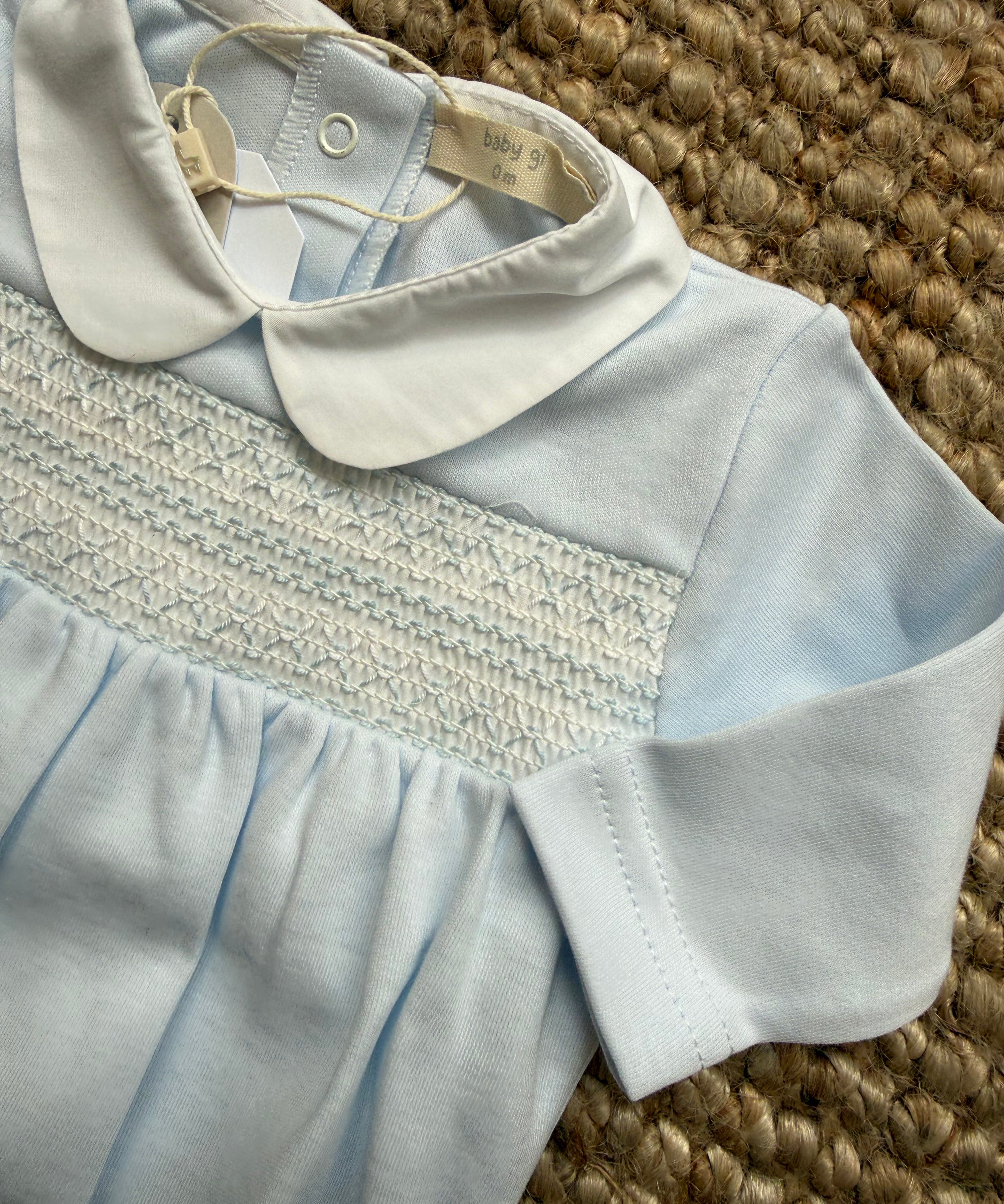 Tutina azzurro baby con ricamo smock TL52M Baby Gi
