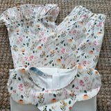 Completo LAB polo colletto petalo fiorellini e pantalone con frill