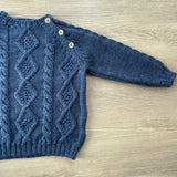 Mi Lucero x LA NUVOLA LAB I24090 crew neck knit sweater in air force blue