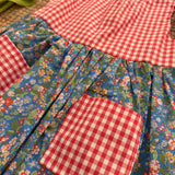 Abito LAB vichy rosso e bianco + fantasia fiorellini