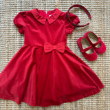 Abito velluto rosso con fiocco in vita Malvi FCCM002VEVV