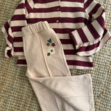Completo rigoni rosa e bordeaux e pantalone ricamo 138409 138307 Time to Bloom