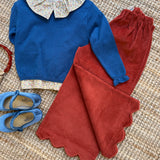 Pantalone palazzo LAB Flora in velluto coste larghe ruggine con orlo cappe