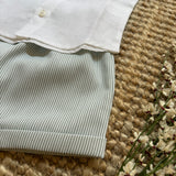 Completo newborn camicia lino e bermuda millerighe verde salvia La Mascot 55/1305013 55/2501748
