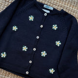 Cardigan blu con ricamo a mano fiori Mi Lucero x LA NUVOLA LAB 24064
