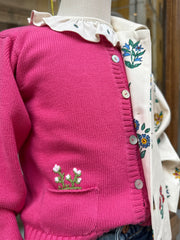 Cardigan fucsia con ricamo fatto a mano Mariella Ferrari MAF6