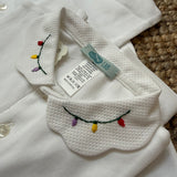 Polo LAB colletto petalo e ricamo luci natalizie