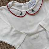 Body LAB Natale con colletto ricamato abeti manica lunga