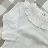 Body con colletto frill ricamato rosa DBI25I02