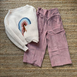 Pantalone palazzo in velluto rosa a coste Malvi F25M041PNVS