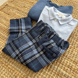 Pantalone in flanella tartan blu e azzurro Malvi F26B210PNNC