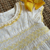 Abito ricamo smock plumetis giallo Hars Kidiwi 36191