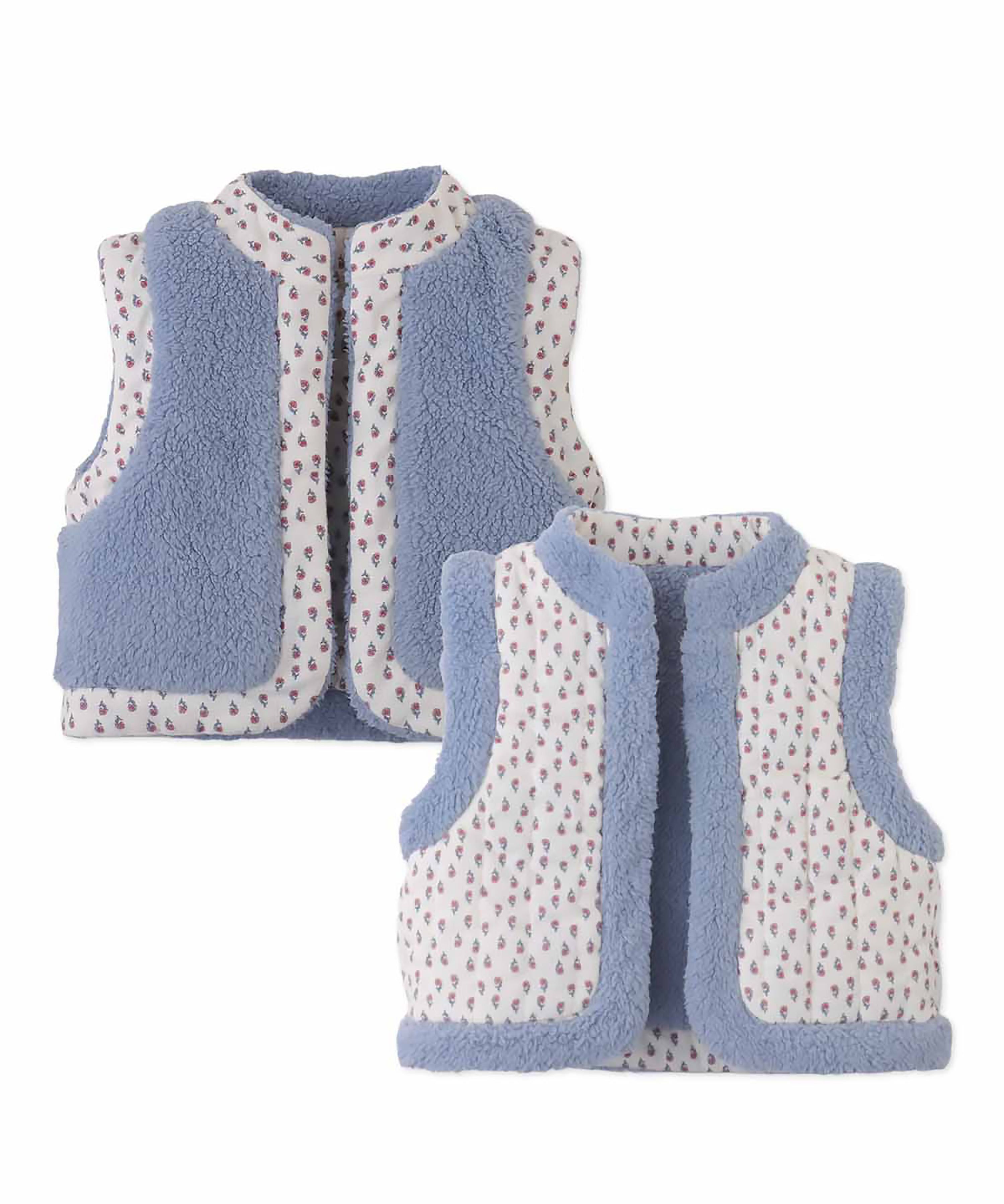 Gilet newborn reversibile teddy azzurro e fiorellini Gingersnaps IGCIL0005