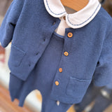Body colletto ricamo blu 138101 Time to Bloom