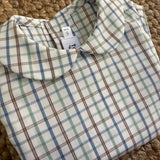 Camicia colletto rotondo quadro verde e azzurro B9955 Tartaleta