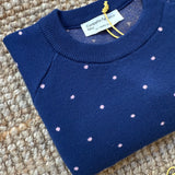 Maglioncino blu fantasia micropois rosa Compania Fantastica 10300