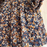 DK430 floral pattern velvet dress