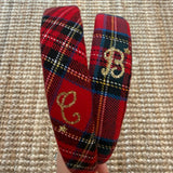 Cerchietto LAB rivestito tartan con lettera dorata glitter