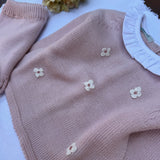 Completo rosa con colletto frill e ricamo fiorellini Mi Lucero x LA NUVOLA LAB 25070 25270