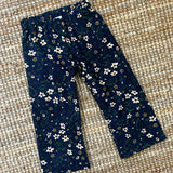 Pantalone LAB velluto a costine stampa fiori base blu