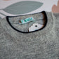 Maglioncino girocollo LAB misto cashmere grigio chiaro melange profili blu