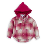 Fuchsia and cream checked jacket with hood GN23006