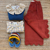 Pantalone palazzo LAB Flora in velluto coste larghe ruggine con orlo cappe