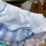 Costume LAB slip in cotone rigone azzurro e bianco con cappe bianche