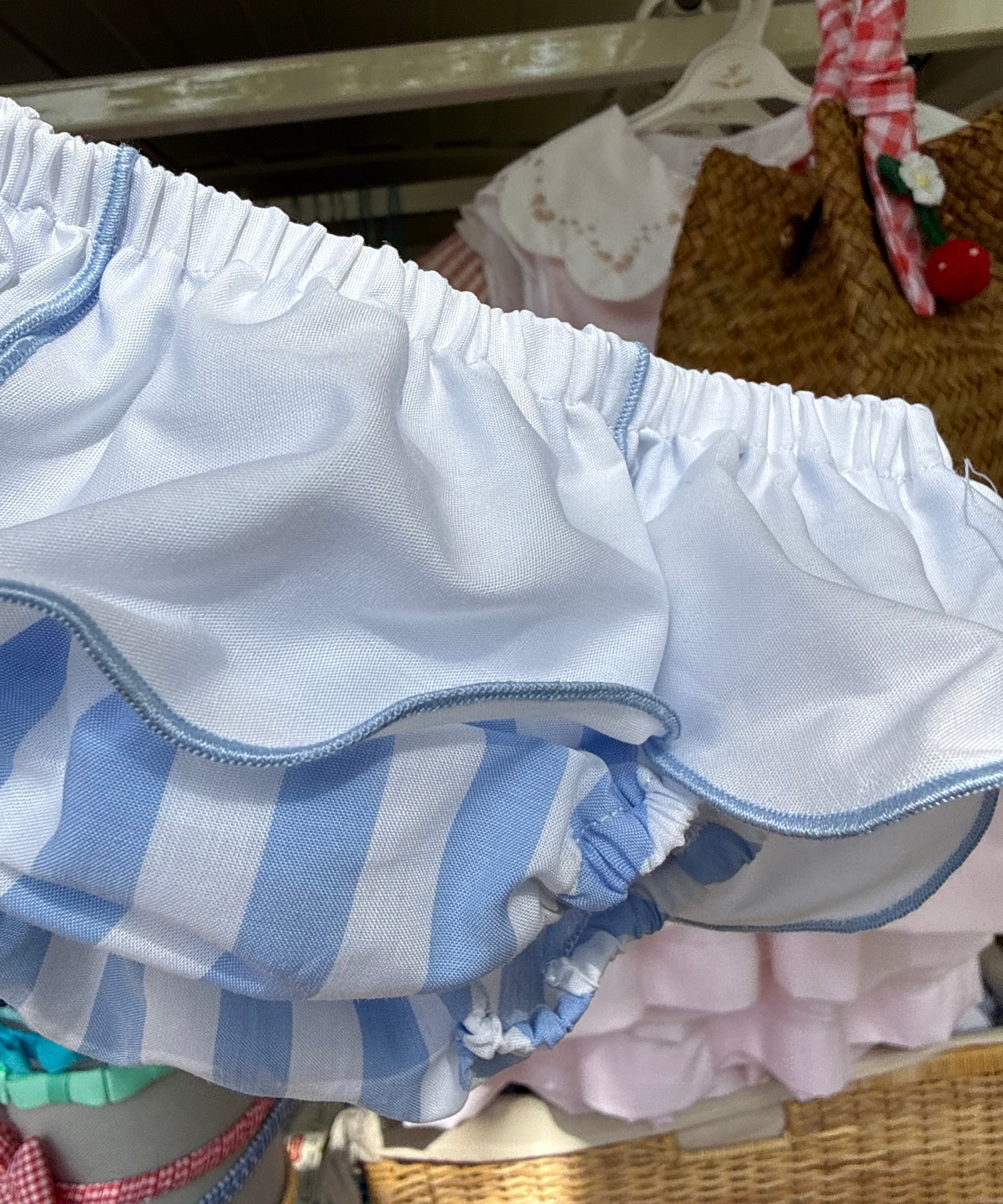 Costume S11 LAB slip in cotone rigone azzurro e bianco con cappe bianche