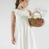 Abito ricamo smock plumetis bianco Mélanie Kidiwi 36261