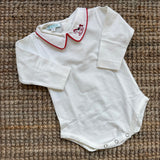 Body LAB Natale con colletto ricamato cavallino a dondolo manica lunga