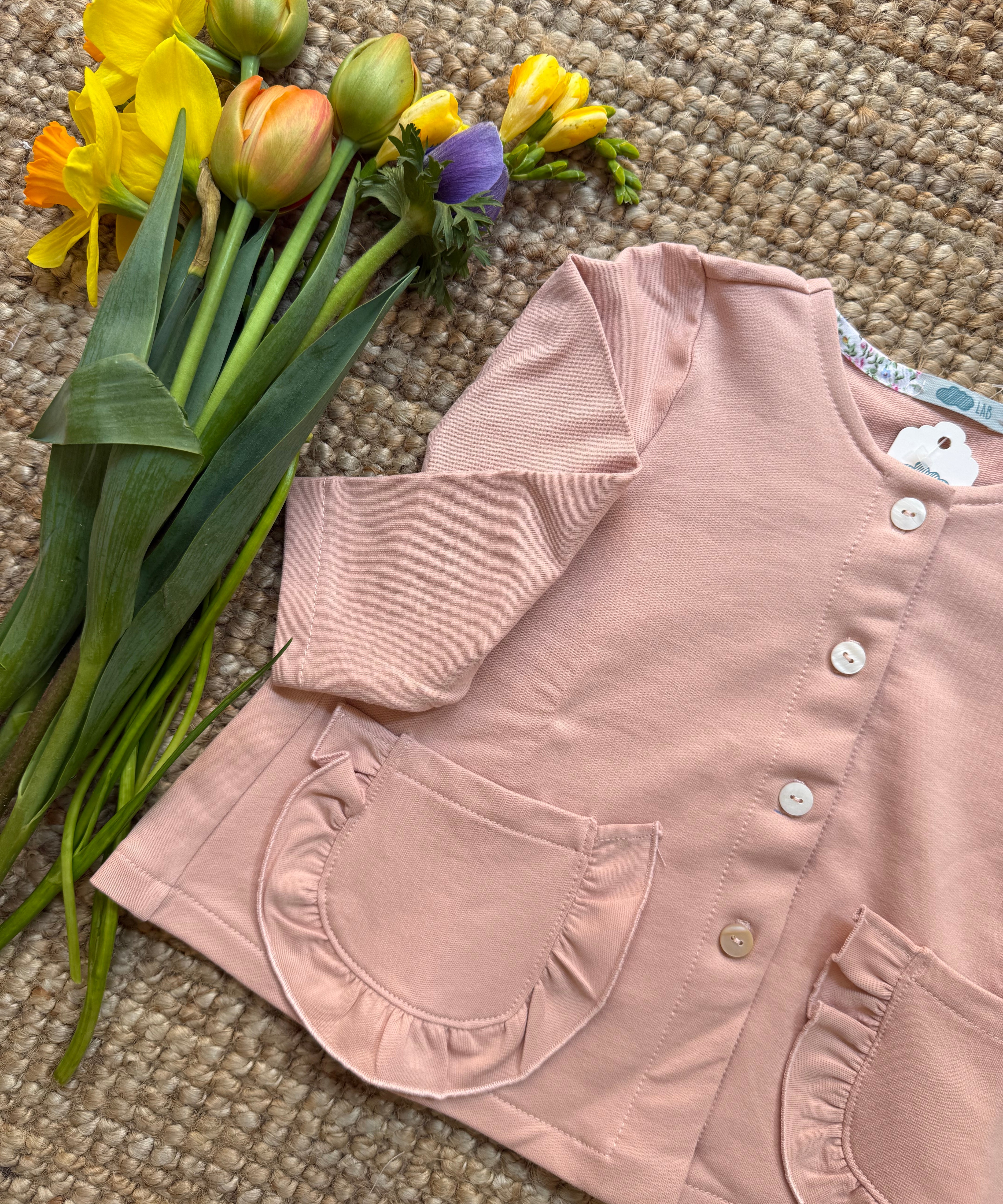Giacchina LAB cardigan in felpa rosa Nicole tasca frill