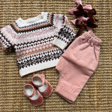 Maglione jacquard latte rosa Mi Lucero x LA NUVOLA LAB I25286