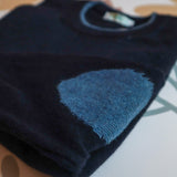 LAB crew neck sweater mixed cashmere navy blue with air force profiles