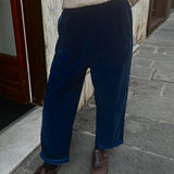 Pantalone LAB donna cargo in fustagno blu con serpentina avio