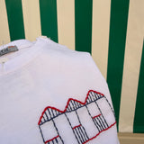 T-shirt girocollo bianco ricamo cabine DK40