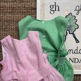 Abito verde chiaro in voile con ricamo smock Malvi & Co S26M004VEZV