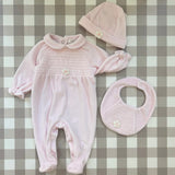 Tutina ciniglia rosa con fiorellino DBI25132