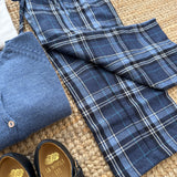 Pantalone 3/4 tartan blu e azzurro Malvi F26M030PNRS