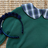 Completo LAB felpato verde con colletto tartan
