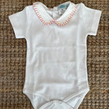 Body LAB newborn colletto ricamato rosa e giallo