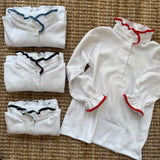 Polo LAB bianco con collo tulipano profilato in velluto