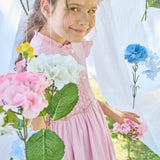 Abito ricamo smock percalle rosa Lolyne Kidiwi 36161