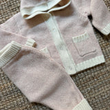 Completo giacca con cappuccio e ghettine mélange rosa e burro I Ferrarini 2511/406 2601/027
