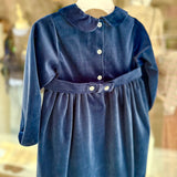 Abito velluto blu ricamato Malvi F26I108VELV