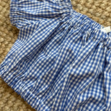 Top elasticato a mezza manica vichy bluette e bianco 524 50 Pepecè