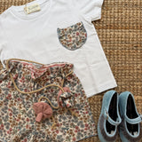 T-shirt taschino frill fiorellini azzurro Time to Bloom 133105