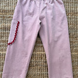 Pantalone Luisa LAB velluto a costine rosa con tasca rifinita da serpentina bordeaux